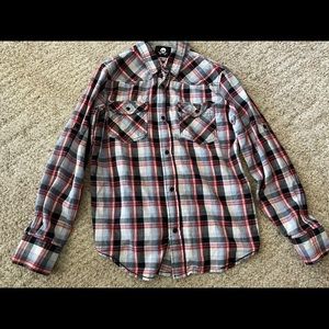 Decoded Boys Plaid Button Down Shirt M10/12